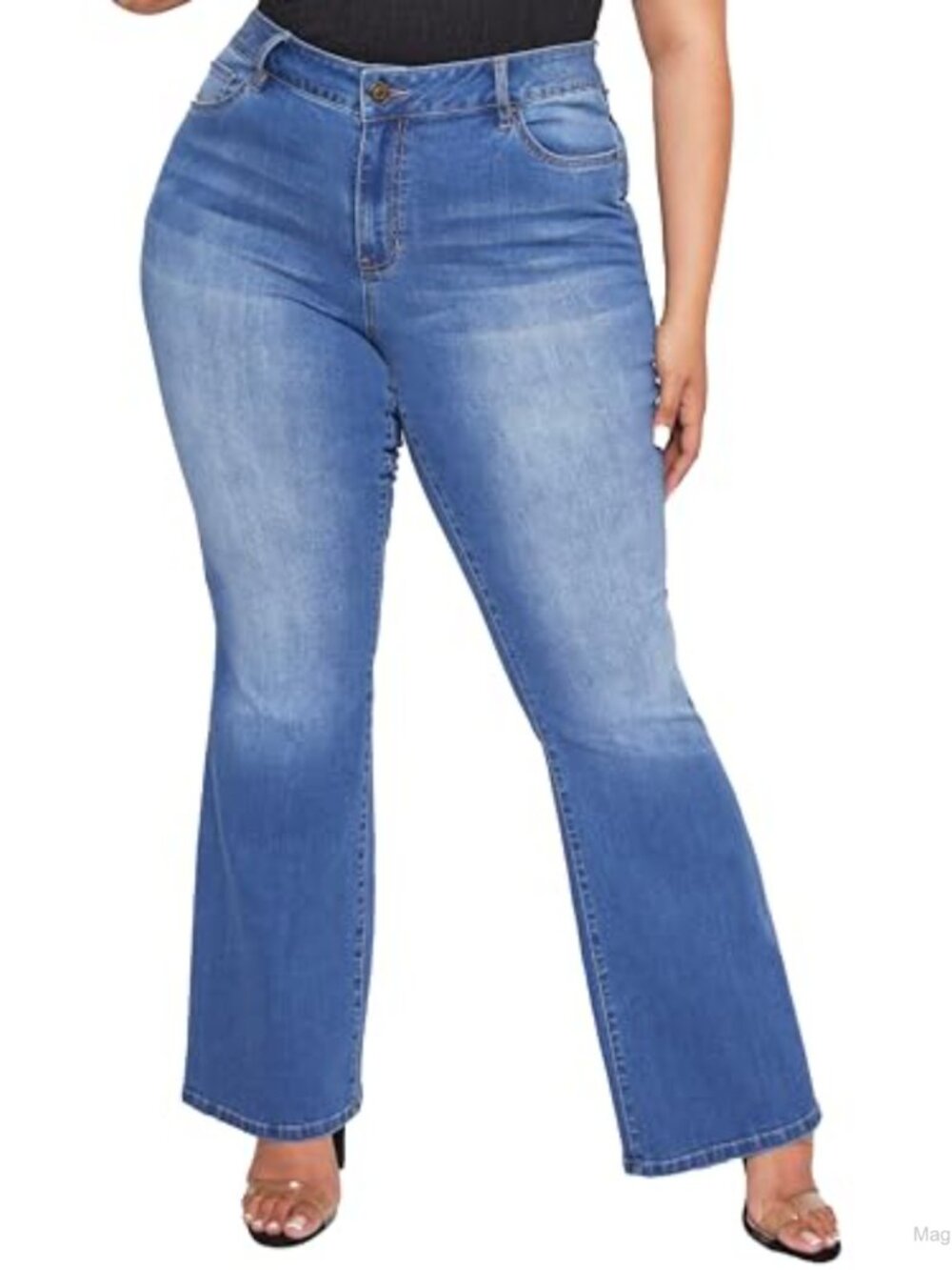 Plus Size High Rise Flare Bell Bottom Boot Cut Denim Jeans Stretch